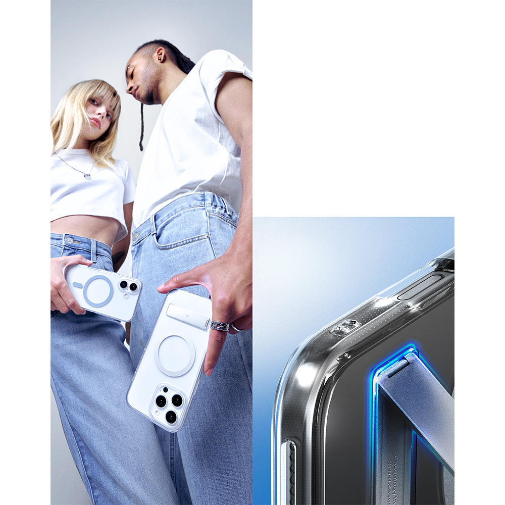 Etui Spigen Caseology Capella Mag MagSafe KickStand do iPhone 16 Pro, przezroczysto-szare